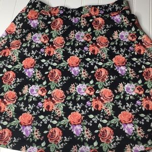 H&M: Black, Pink, & Lilac floral skater skirt